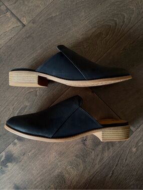Black Slip-On Mule with Stacked Heel